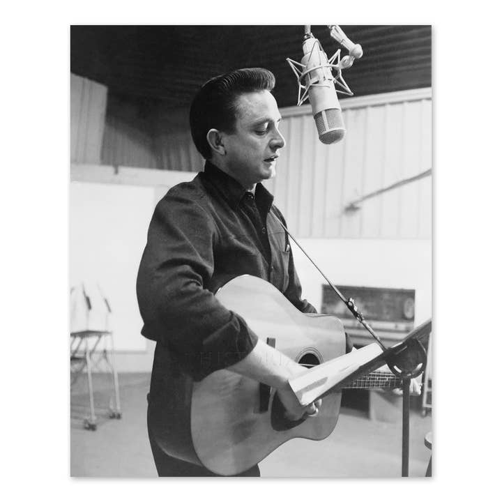 1965 Johnny Cash Photo Print - Vintage Photo of Johnny Cash Poster Playing His Guitar - Old Photo of Johnny Cash Wall Art for wholesale by Historic Prints