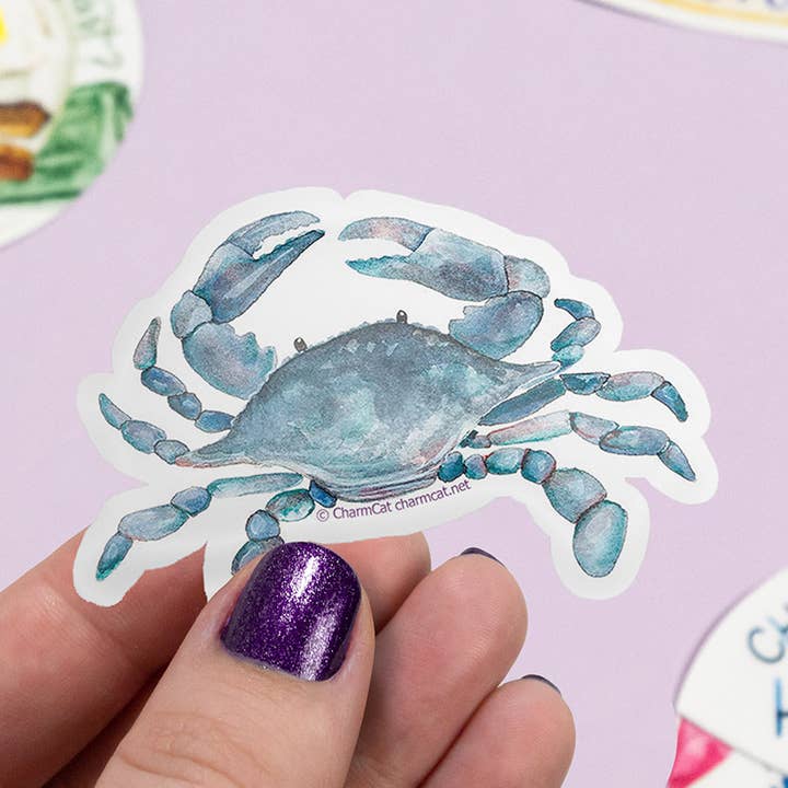 Blue Crab Eco Friendly Sticker — Maryland Crab Sticker for wholesale by CharmCat