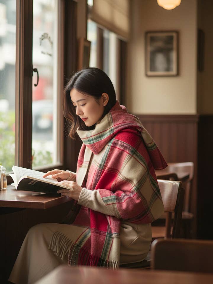 Cashmere Blend Hot P Vintage Scottish Plaid Scarf for wholesale by JC Sunny Fashion