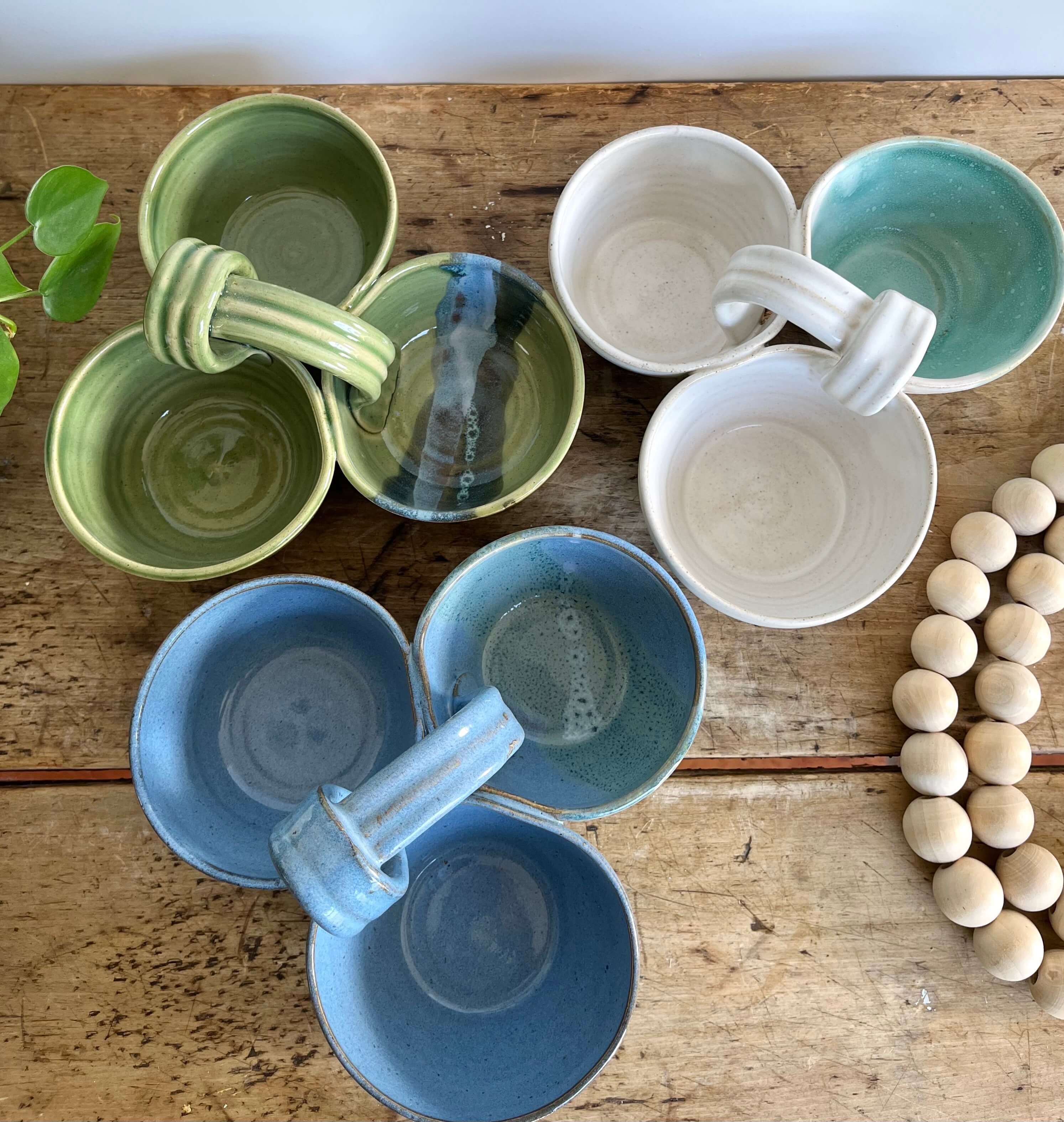 Coastal Clay Co. - Wholesale Platter - Triple Dip Platter Summer Party Platter Ceramic Dip Tray11