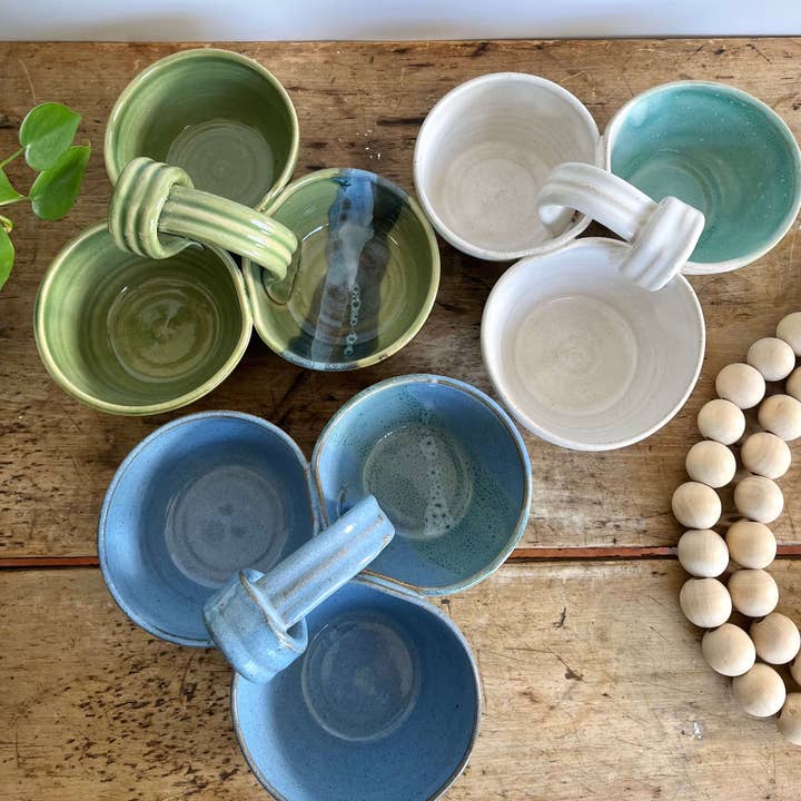 Coastal Clay Co. - Wholesale Platter - Triple Dip Platter Summer Party Platter Ceramic Dip Tray11