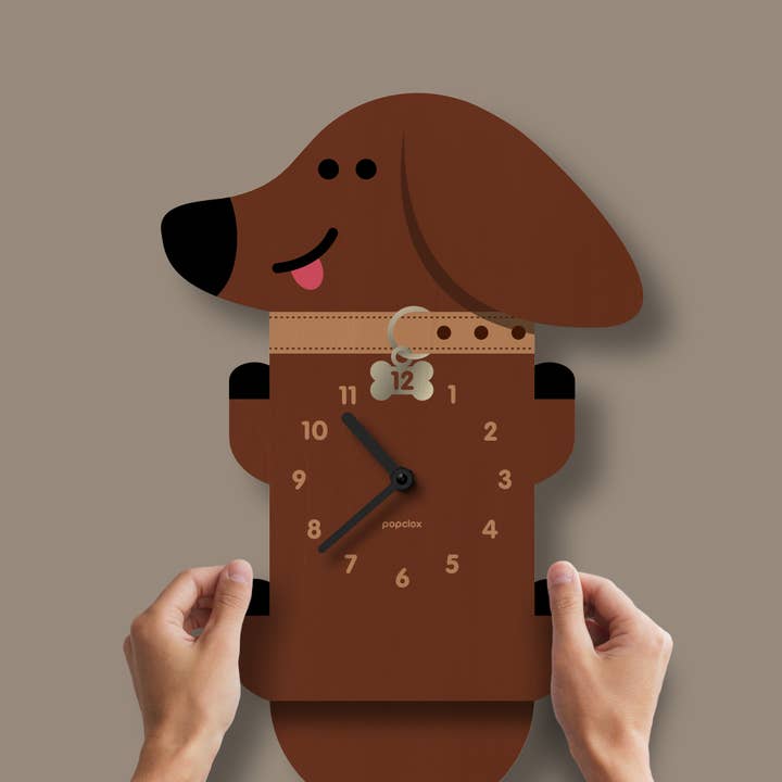 Popclox - Wholesale Wall Clock - Wiener Dog Pendulum Clock - Wood2