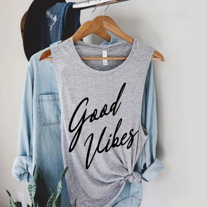 STARCHIS - Wholesale Tank Top - Women's - STT-6318 Good Vibes Calligraphy Style Printed Tank Top4