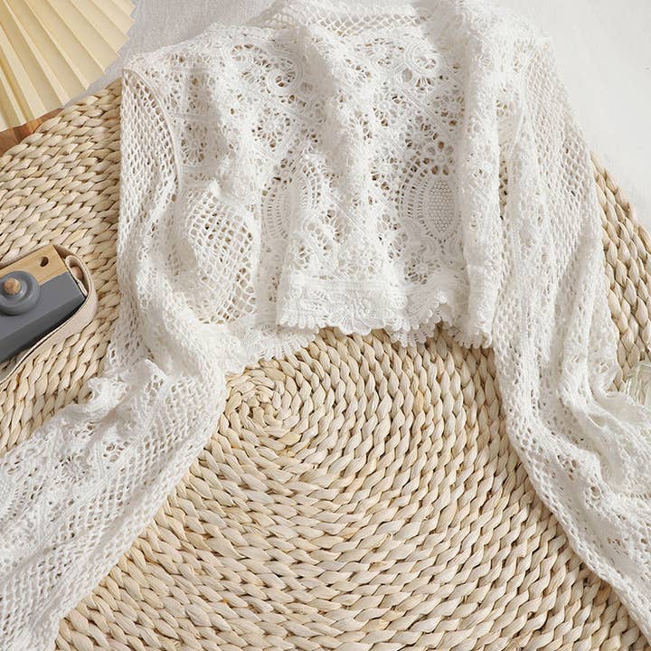 Funkyrel® Atzbranding Limited - Wholesale Cardigan - Women's - Crosa - Bohemian Crochet Hollow Out Long Sleeve Top