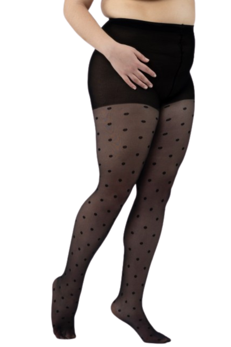 Sokisahtel I BestSockDrawer - Venta al por mayor Medias - Mujer - Medias con lunares negros de talla grande, diseño moderno de DOTS y comodidad0