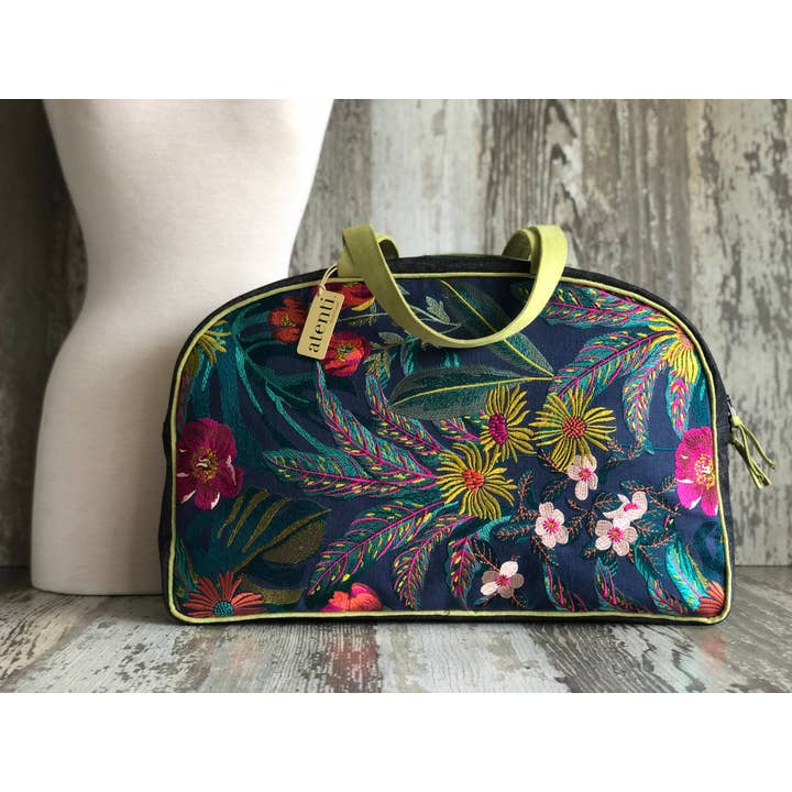 Atenti - Wholesale Weekender Bag - Women's - Flora Overnighter, Embroidery| Atenti USA Handmade Weekender, Floral Travel Bag1
