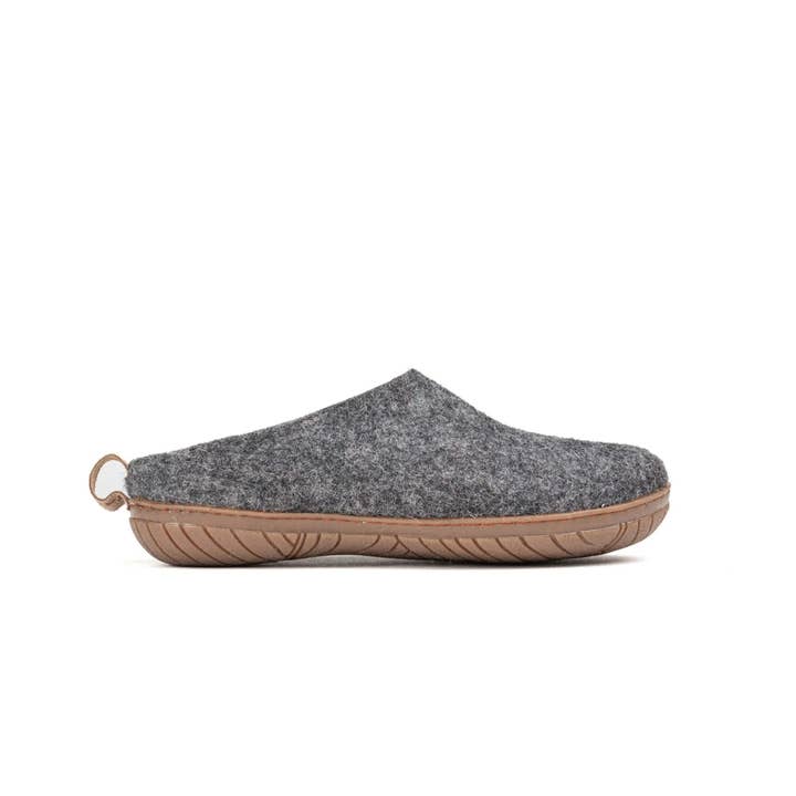 Outdoor Open Heel Slippers With Rubber Sole - Charcoal for wholesale by Woollyes Inc