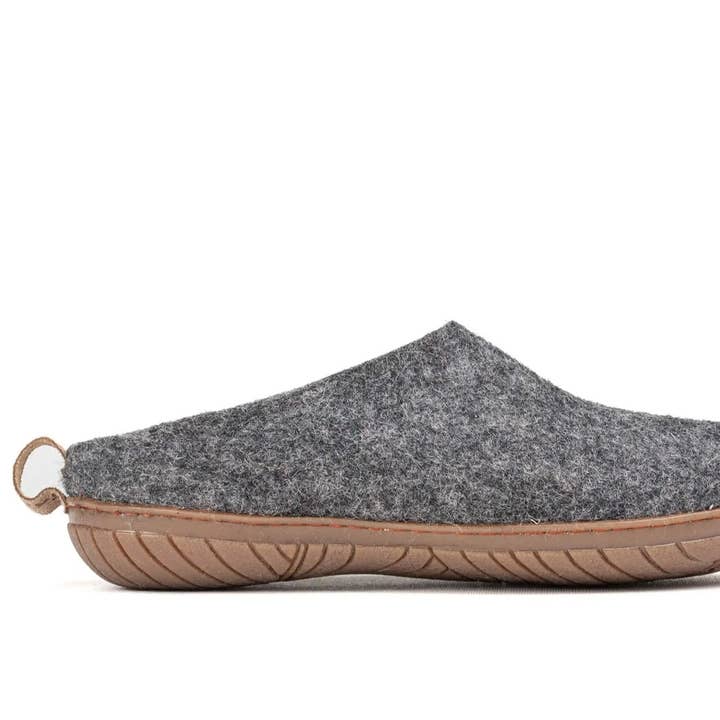 Woollyes Inc – wholesale Tofflor - Unisex – Tofflor med öppen häl utomhus med gummisula - Charcoal