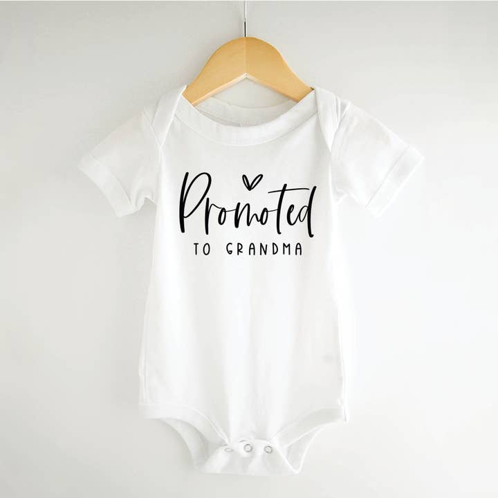 Promoted to Grandma, Announcement Onesie for wholesale by Bump & Beyond Designs