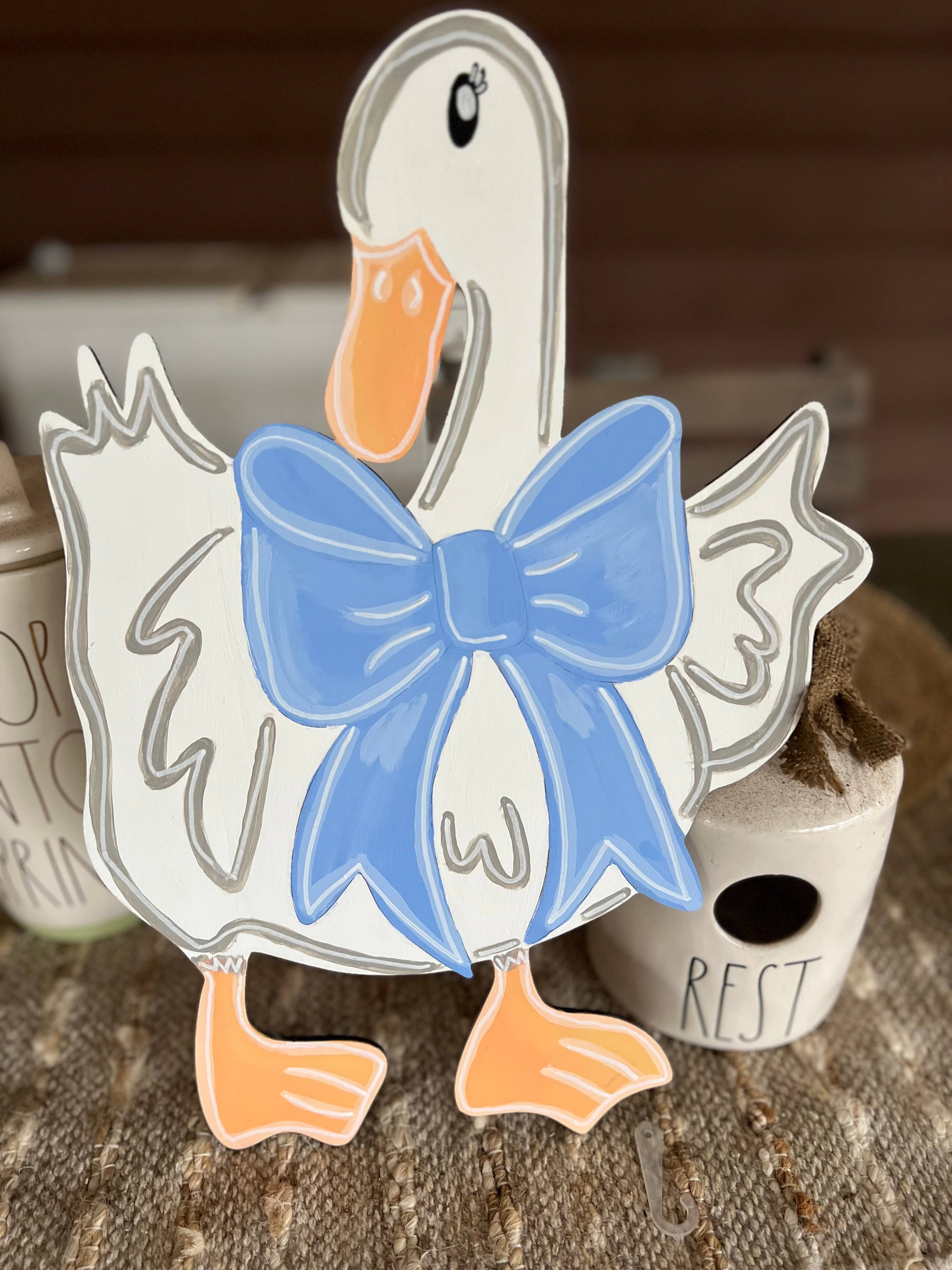 OBX Prep - Wholesale Door Hanger - Porch Goose Handmade White Birch Wooden Door Hanger ✨🪵3