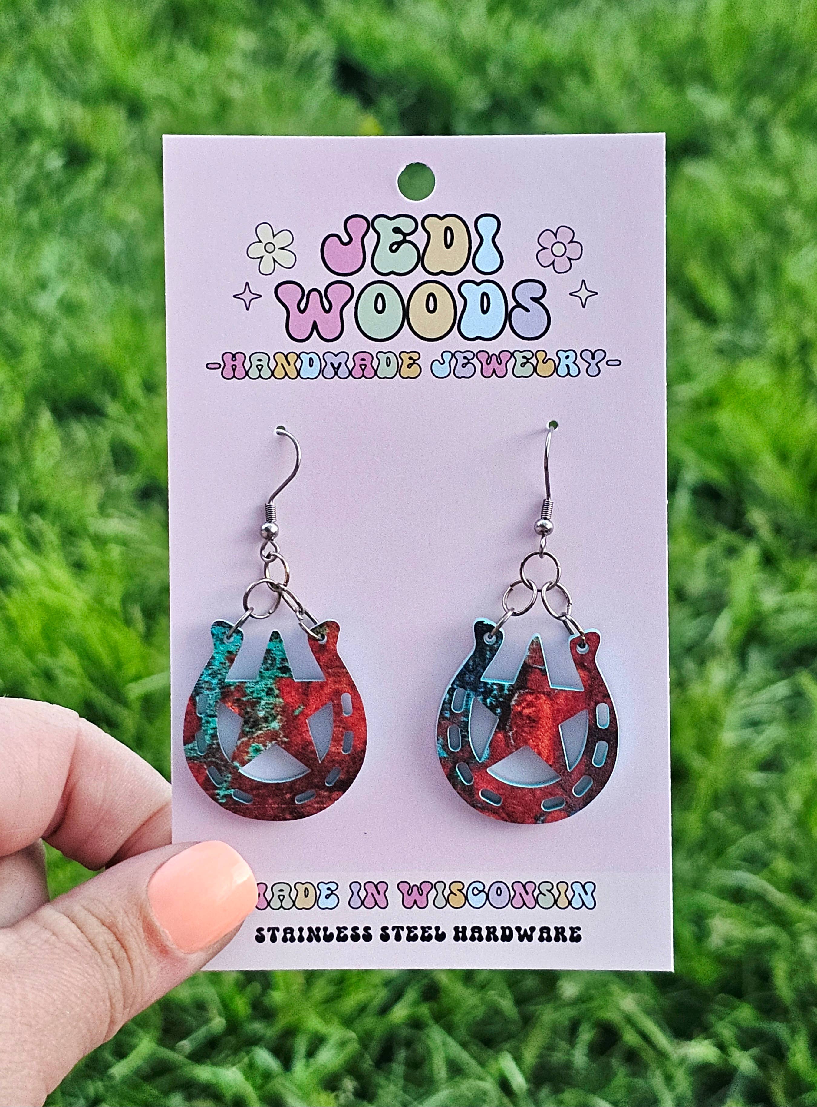 Jedi Woods LLC - Vendita all'ingrosso Orecchini pendenti - Orecchini Western a ferro di cavallo e stella2