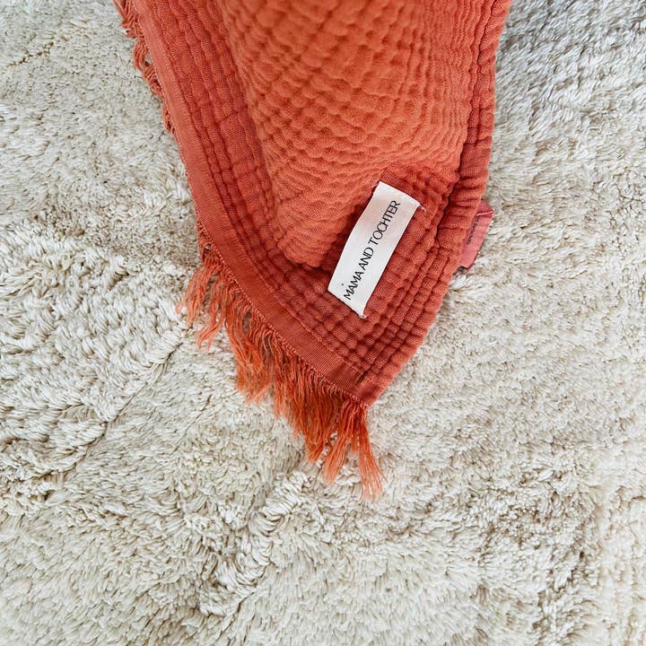 Mama and Tochter - Wholesale Throw Blanket - Organic Cotton Musli 4 Layer Throw Blanket - Terracotta
