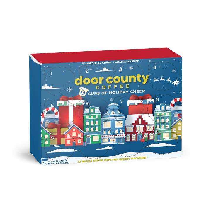 12 Cups of Holiday Cheer Advent Gift Set - Single Serve Cups for wholesale by Door County Coffee
