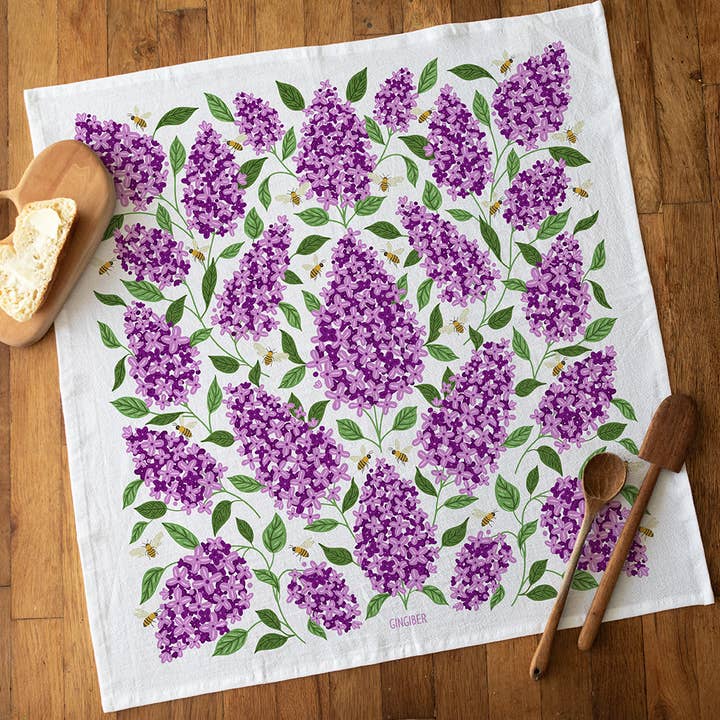 Pano de Cozinha Lilás Púrpura - Decoração de Cozinha com Botânicos Vibrantes por atacado de Gingiber