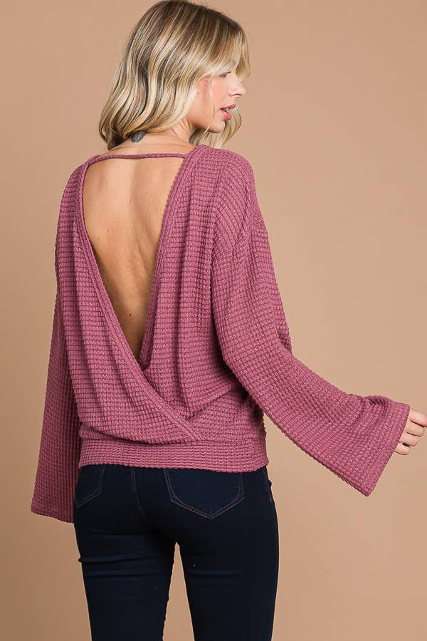 Culture Code - Wholesale Knit Top - Women's - CHT1824L - SURPLICE BACK DETAIL BELL SLV TOP15