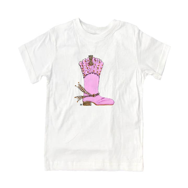 Cotton Tee Shirt Short Sleeve 952 Pink Boot for wholesale by Designs By Beverly, LLC