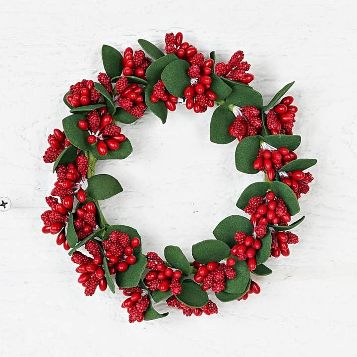 31734-6in(3.5)Ring-Mix berries w. foam leaves-Red for wholesale by Holiday Depot Inc.