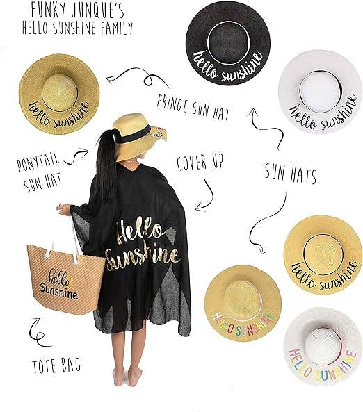 Funky Junque - Wholesale Straw Hat - Women's - Messy Bun Sun Hat - Hello Sunshine6