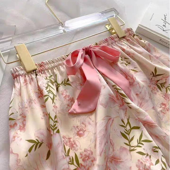 DrifWoo - Wholesale Lounge Romper - Women's - Floral Satin Pajama Set – Premium Ice Silk Feel with Pockets