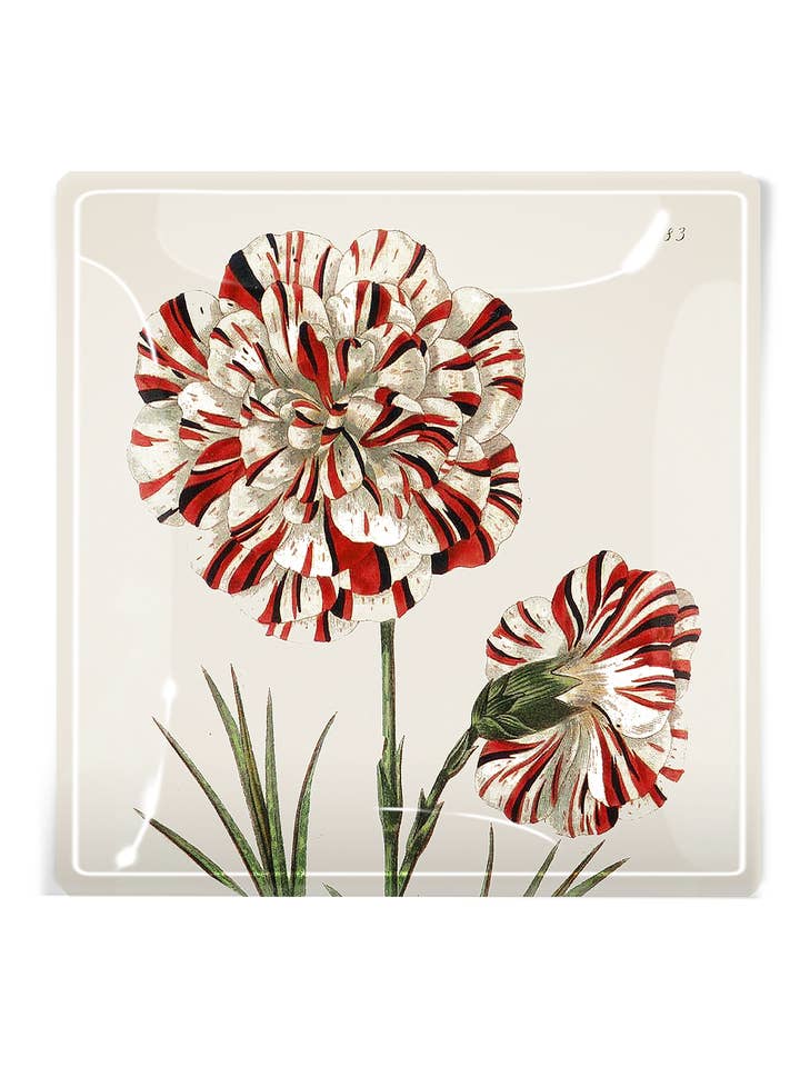 Bandeja de vidrio Winter Blossom Christmas Decoupage para venta al por mayor de Ben's Garden