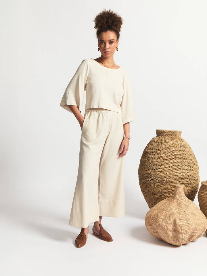 Oshun Pants | Relaxed Fit Wide Length Pants | Natural for wholesale by Sitting Pretty