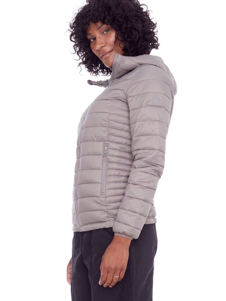 YOHO LADIES' | WOMEN'S VEGAN DOWN (RECYCLED) LIGHTWEIGHT PACKABLE PUFFER, TAUPE for wholesale on Faire3