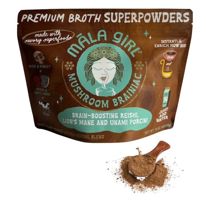 Superfood Instant Broth Powder w/ Reishi and Lions Mane for wholesale by māla girl