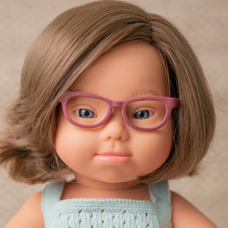 Baby Doll Caucasian Girl with Down Syndrome with Glasses 15'' by Miniland