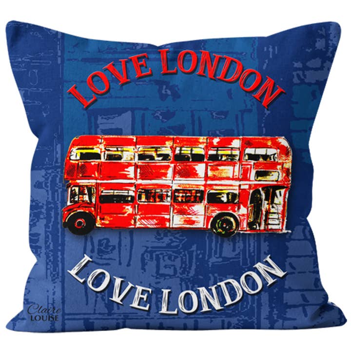 Cojín Iconos Urbanos de Autobuses de Londres para venta al por mayor de Claire Louise