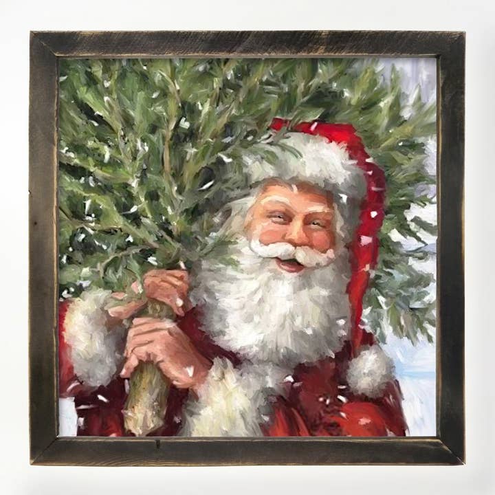 Classic Santa carrying tree for wholesale by ginger blue