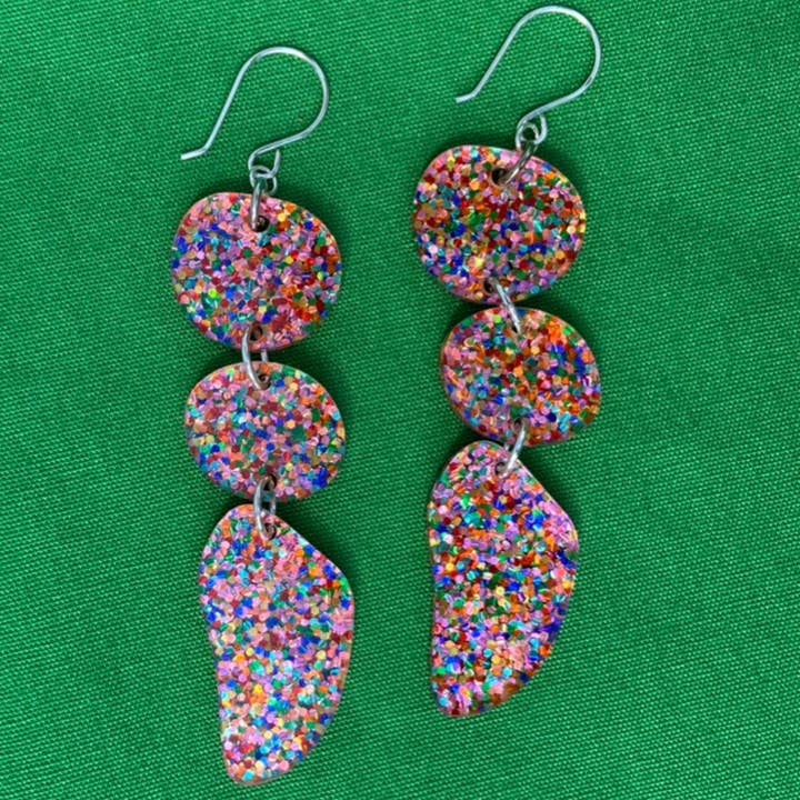 The Lost & Found - Wholesale Dangle Earrings - Triple Drop Earrings "Rainbow Irridescent"17