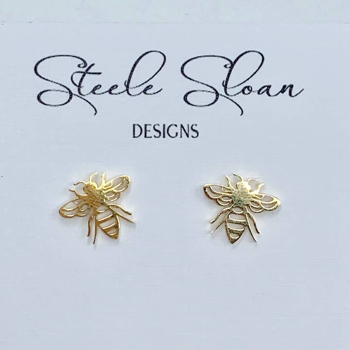 Steele Sloan Designs - Wholesale Stud/Post Earrings - Adorable Bee Earrings, Honeybee Gift, Hypoallergenic Earring