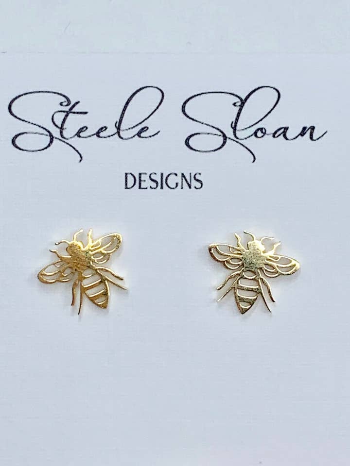 Adorable Bee Earrings, Honeybee Gift, Hypoallergenic Earring for wholesale by Steele Sloan Designs