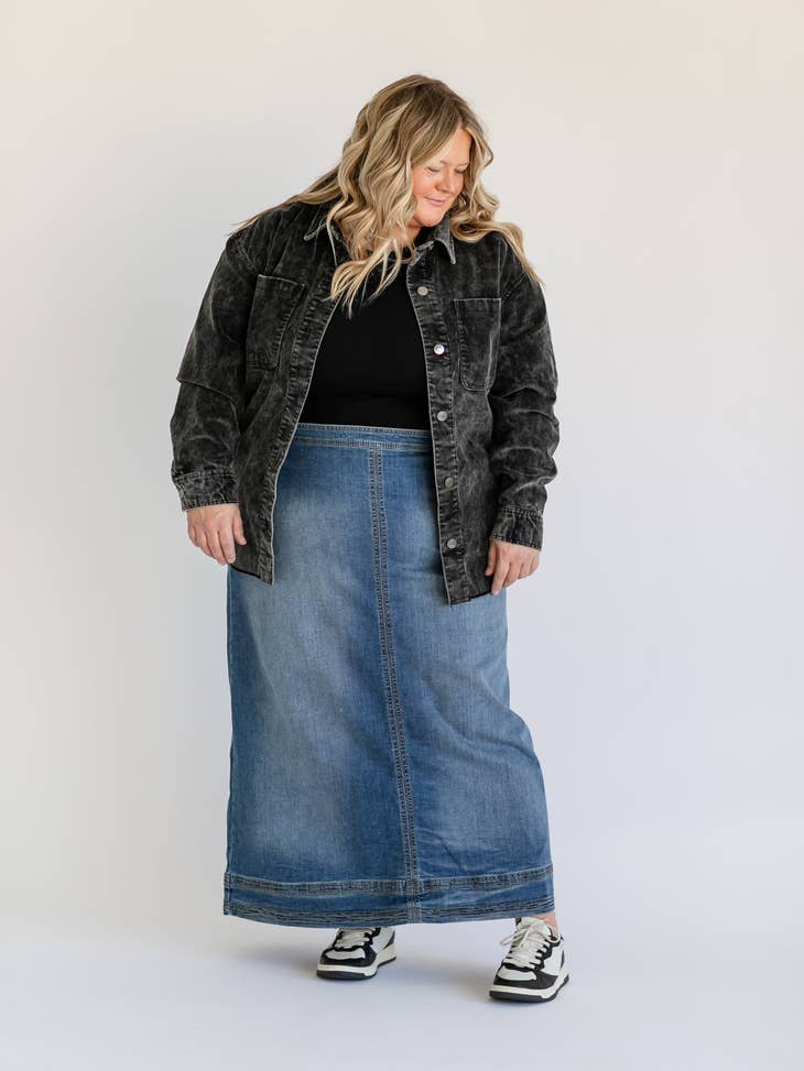 Shayla Maternity Denim Maxi Skirt – Inherit Co.
