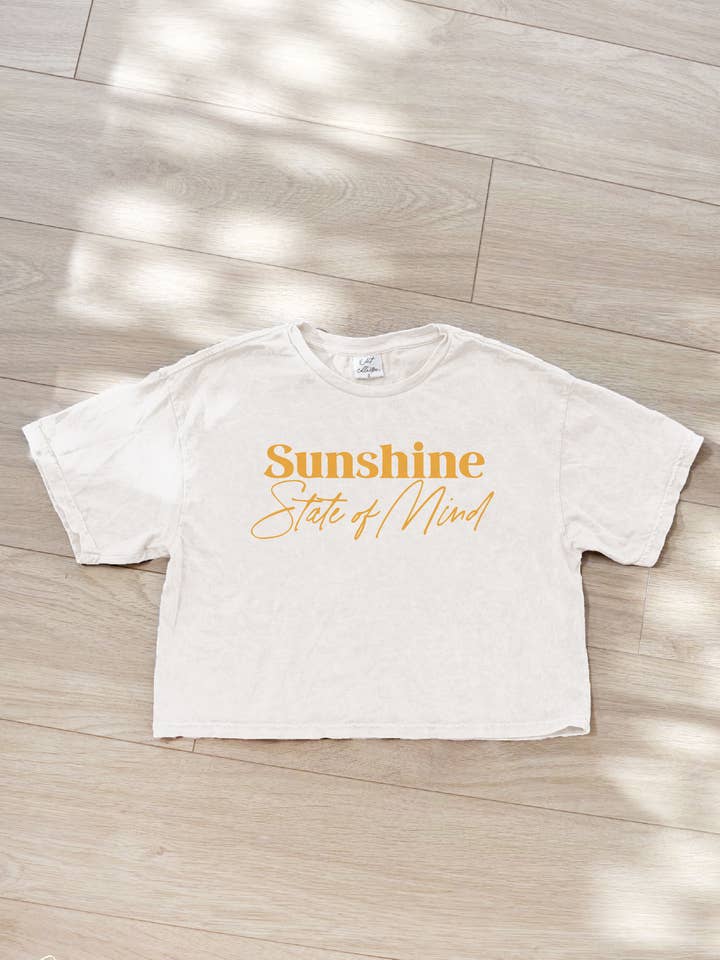 SUNSHINE STATE OF MIND Cropped Mineral Graphic Top for wholesale by OAT COLLECTIVE