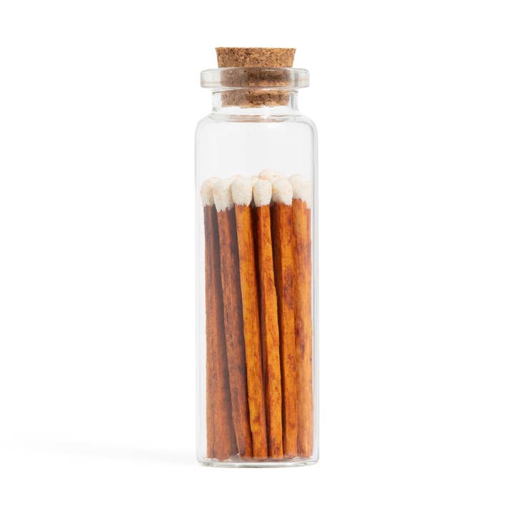 Cinnamon White Matches in Small Corked Vial for wholesale by Enlighten the Occasion