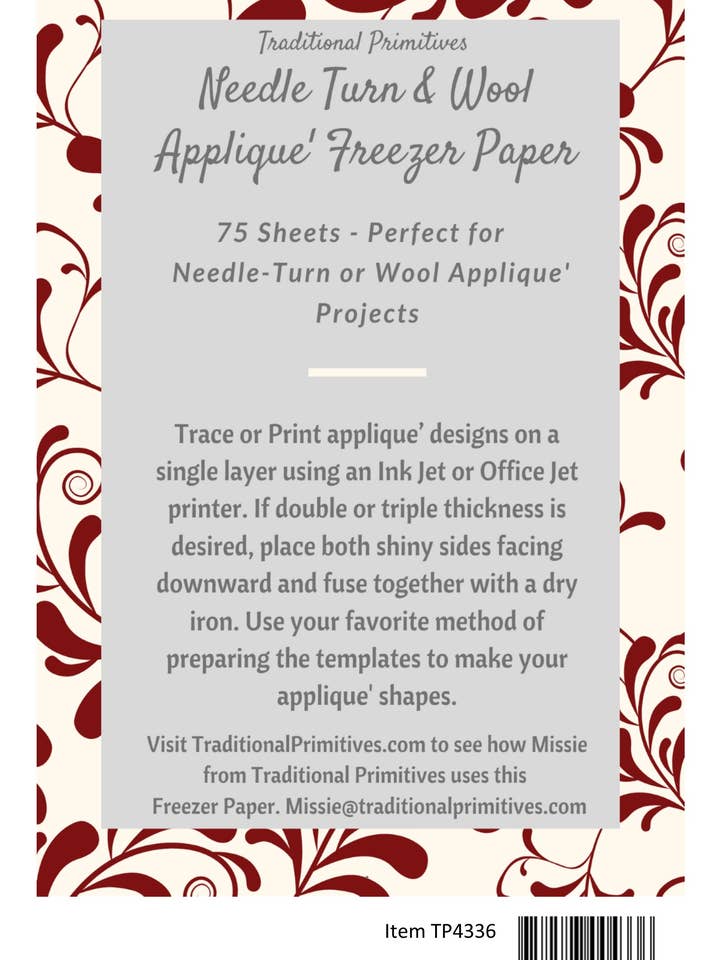 Papel para congelar, torneado con aguja y apliques de lana para venta al por mayor de Traditional Primitives