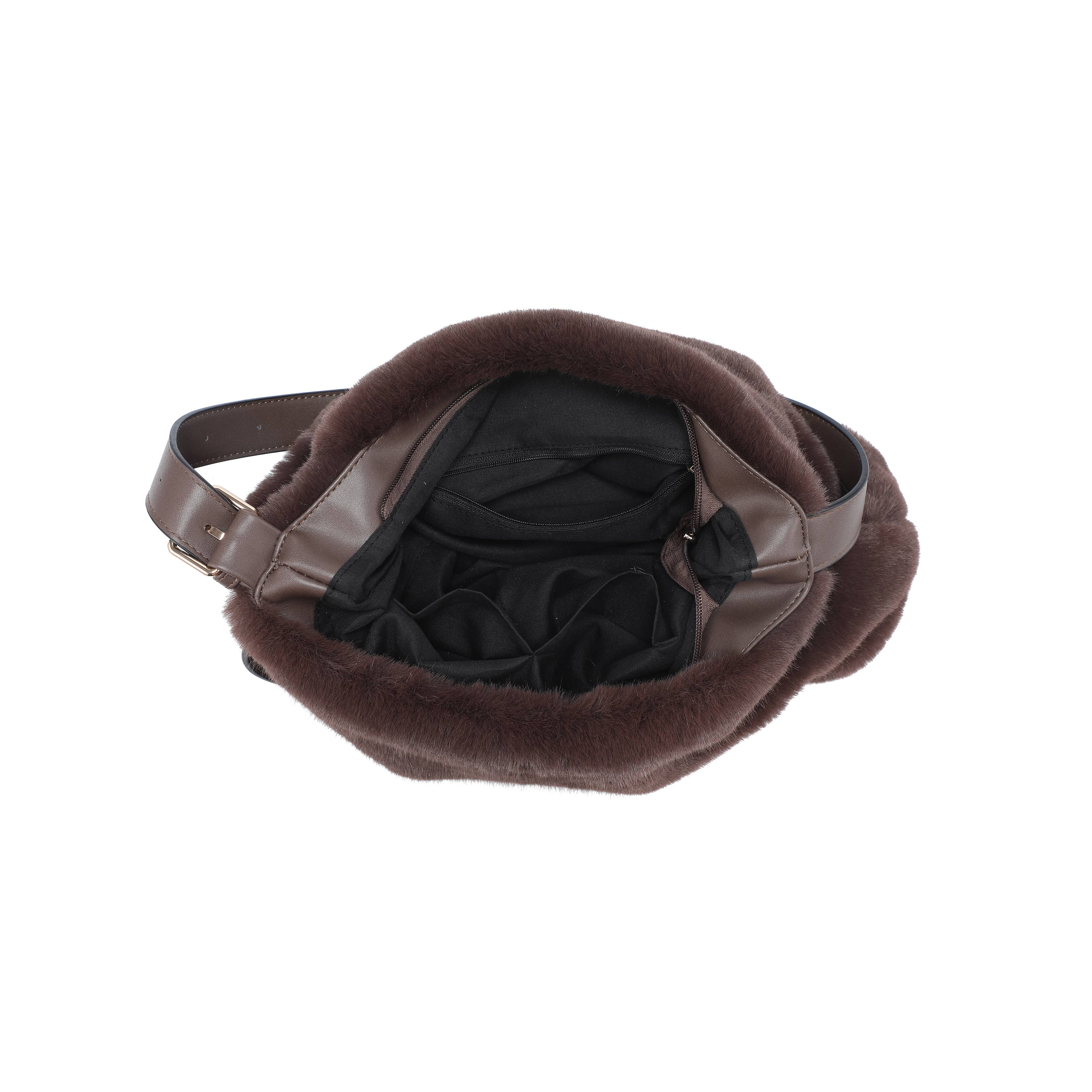 Papaya Fashion Ltd – wholesale Shoulder bag – women's – B25002-Faux Fur Top Zip Closure Shoulder Bag9