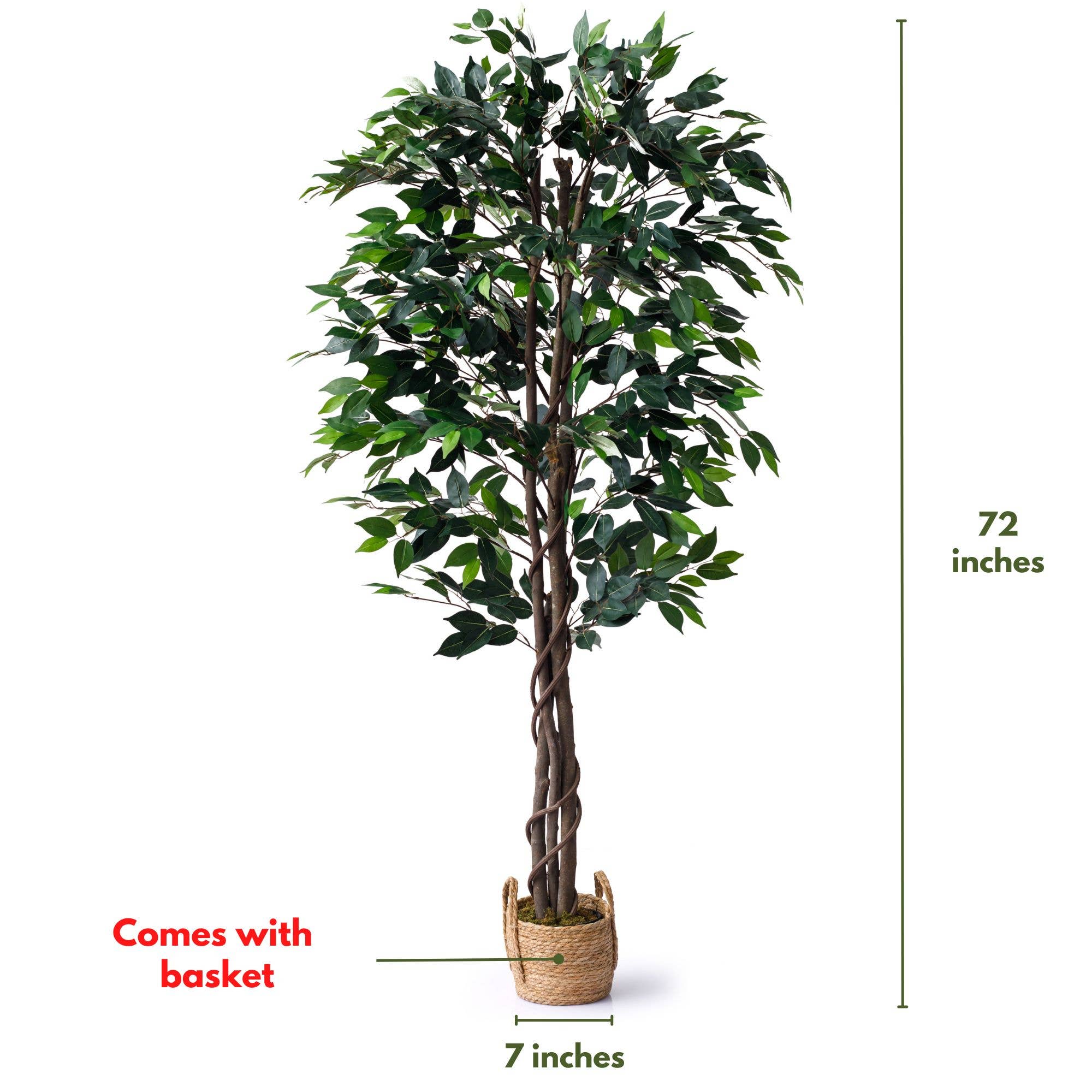 Forever Leaf - Wholesale Artificial Plant - 72" Ficus Tree with the Basket1