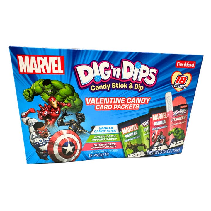Marvel Dig 'n Dips Valentine Candy Card Packets - 6ct for wholesale by I Got Your Candy
