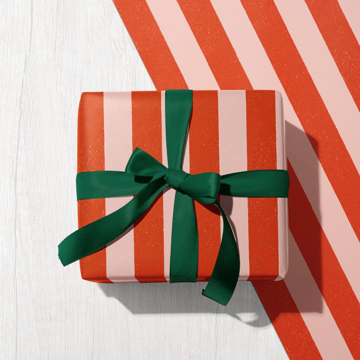 Bird & Co Studio - Wholesale Flat Wrap - Candy Stripe | Modern-Retro Recycled Gift Wrap Paper