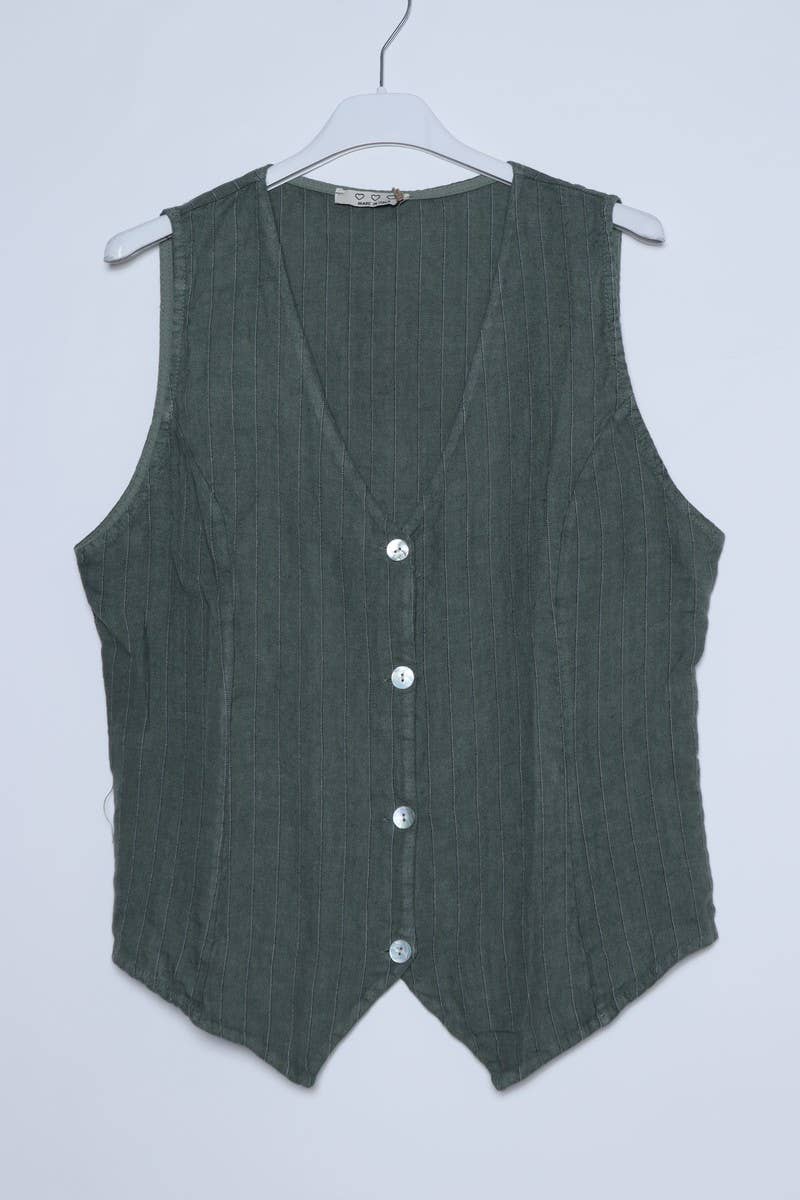 LÉA & LUC - Wholesale Button Down Shirt - Women's - Sleeveless shirt in 100% Linen REF. 51708