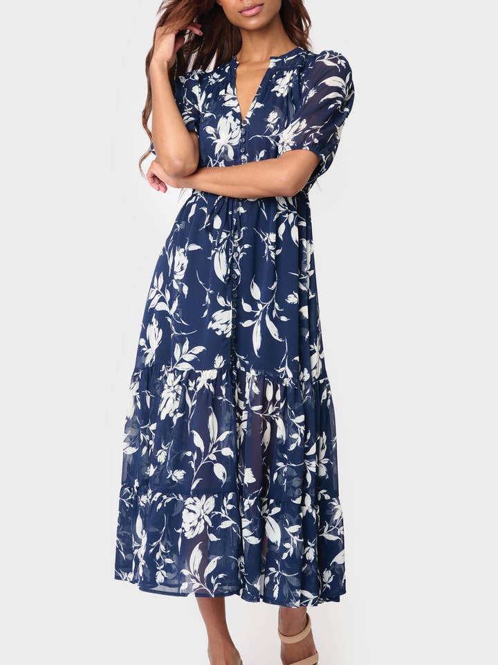 Kira midi-jurk met trekkoord voor wholesale door Gibsonlook