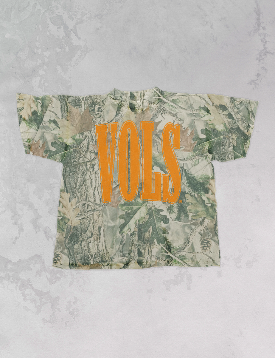 90's Tennessee VOLS, Camo Boxy Cotton TShirt  for wholesale on Faire0
