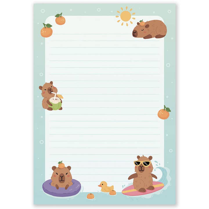 Little Lefty Lou - Wholesale Notepad - A5 Capybara Beach Day Double Sided Notepad2