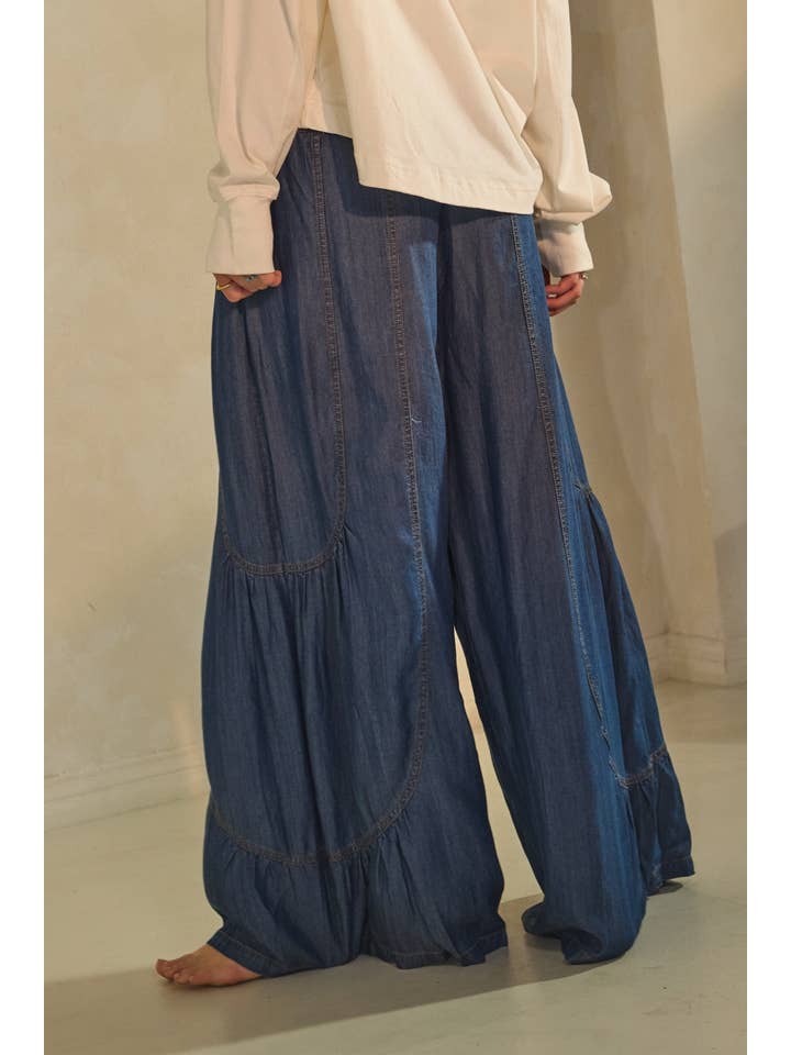 Oddi - Wholesale Pants - Women's - Plus Chambray Denim Wide Palazzo Pants2