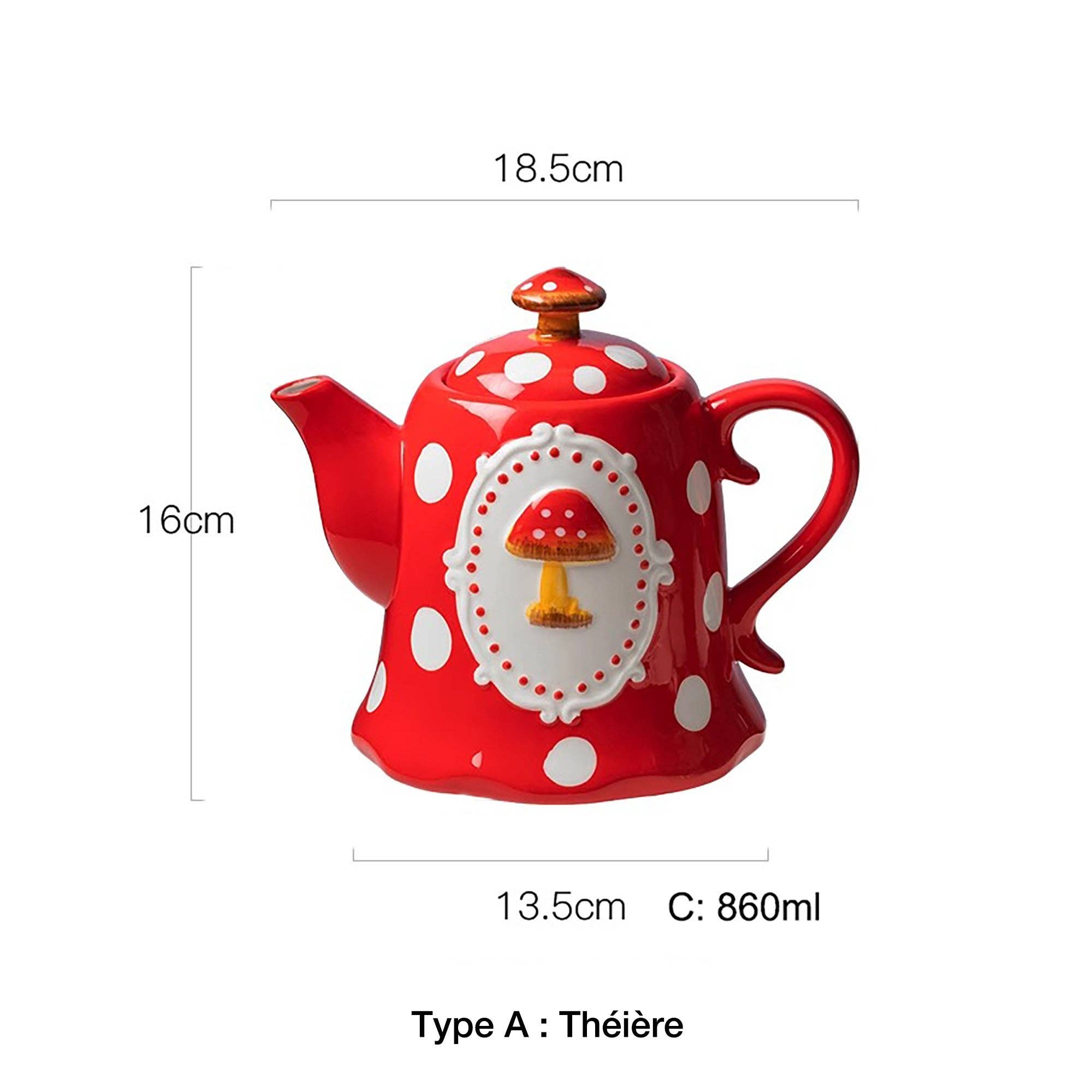 MinoCraft - Vendita all'ingrosso Teiere - Teiera in ceramica con motivo a fungo fatato0