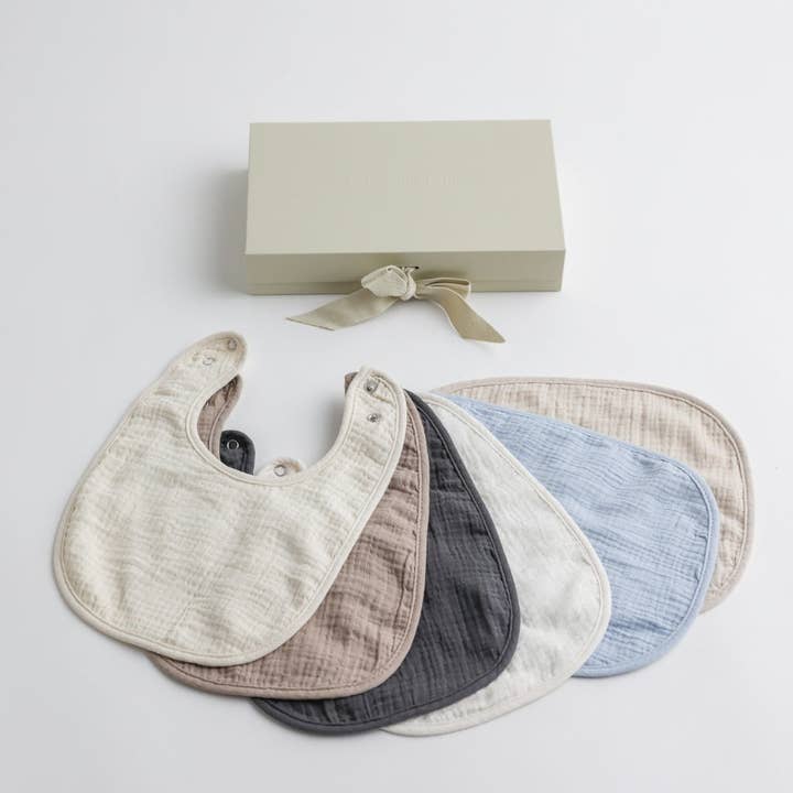 Soft Muslin Baby Bib Set: 6-Pack of Absorbent, Stylish Comfort for wholesale by Cherubin Chic