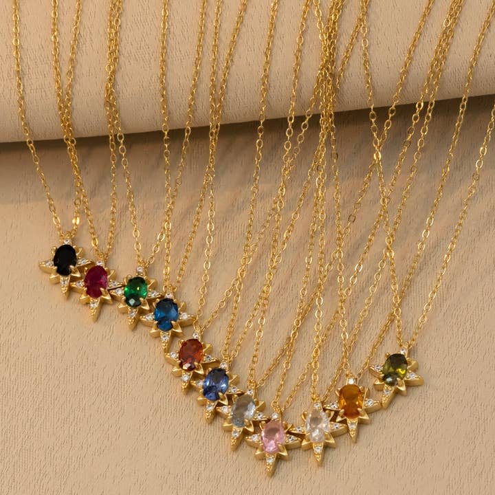 Camellia Jewelry - Vendita all'ingrosso Collana con ciondolo/pendaglio - Collana con stella portafortuna in zaffiro - Pietra portafortuna di settembre