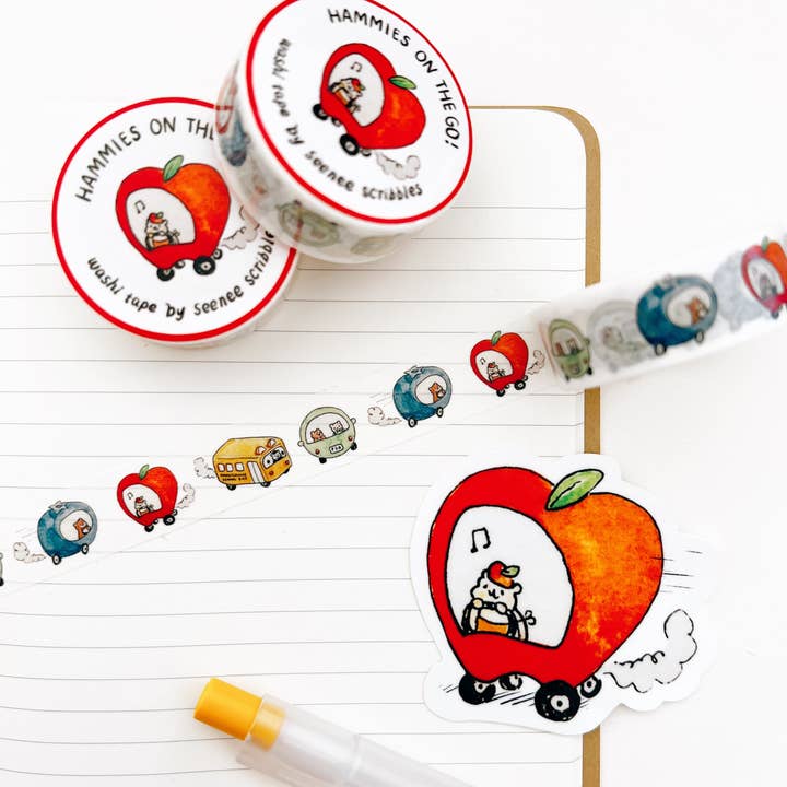 Hammies On the Go! Washi Tape • 1.5cm x 5m for wholesale by Seenee Scribbles